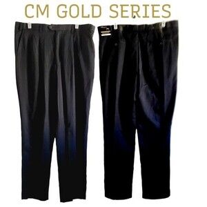 CM GOLD Series Big & Tall Waist Relaxer Black Men's Dress Pants W42 L34 NWT